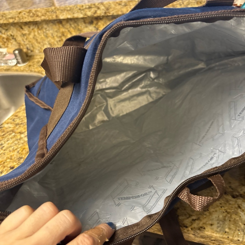 Calphalon Navy and Brown 30 Can Cooler Duffel Bag - Picture 3 of 4